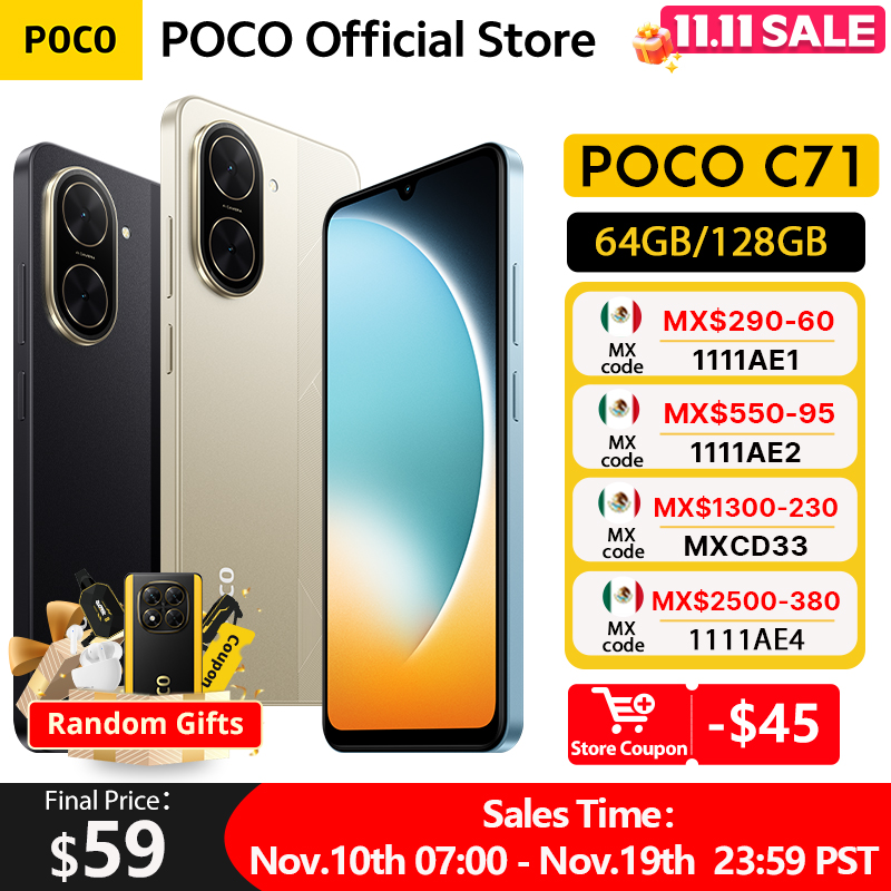 Xiaomi POCO C71 4GB RAM 128GB ROM 6,67 15W 32MP 5200 mAh Batería Versión Global 15W Smartphone