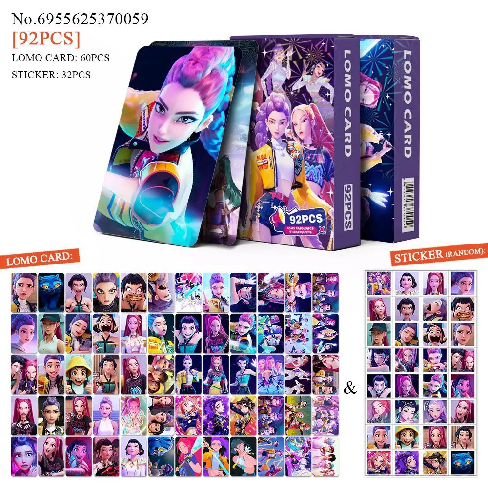 92 pçs anime kpop caçadores de demônios cartão de foto mini adesivos dos desenhos animados meninas meninos grupo hd lomo cartão postal fãs coleção fotos