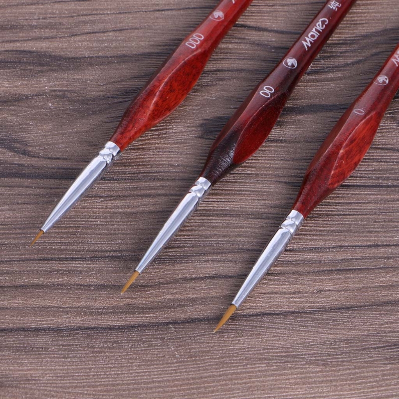 ミニチュアペイントブラシ,3ピース,オオカミの毛,ファインディテール,0〜000