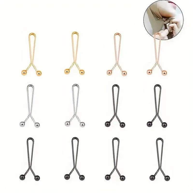 Onzichtbare metalen clips voor korset, verstelbare knoopclips, geschikt voor jeans en kleding, modeaccessoire 4-delige set