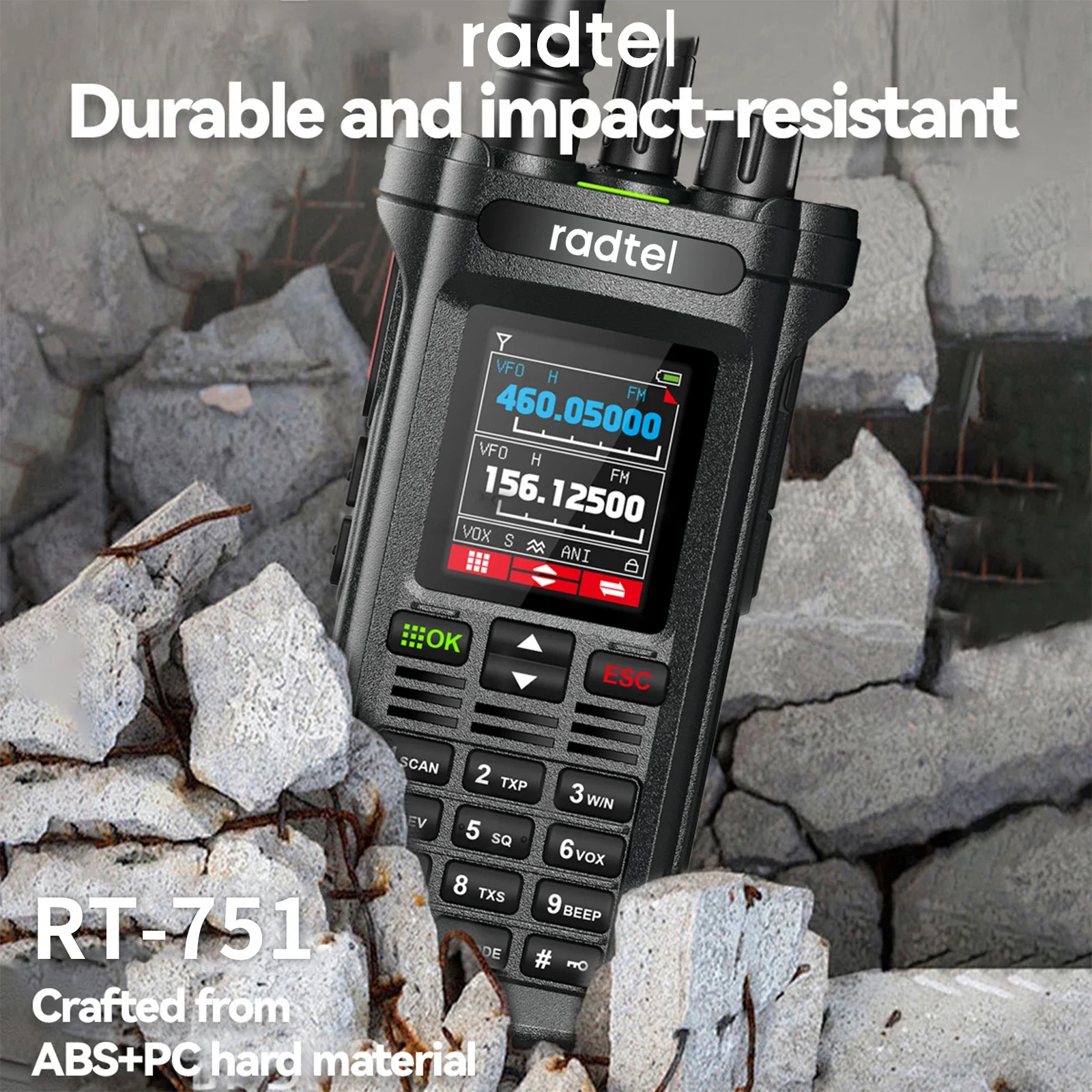 Radtel RT-751 10w 에어 밴드 워키 토키 듀얼 밴드 아마추어 햄 라디오 199CH HT USB-C 배터리 NOAA FM AM 양방향 라디오