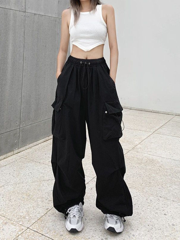 American Retro Workwear Casual Pants Women Summer Versatile Straight Leg Drapey Cuffed Long Loose Wide Leg Pants Spring Autumn
