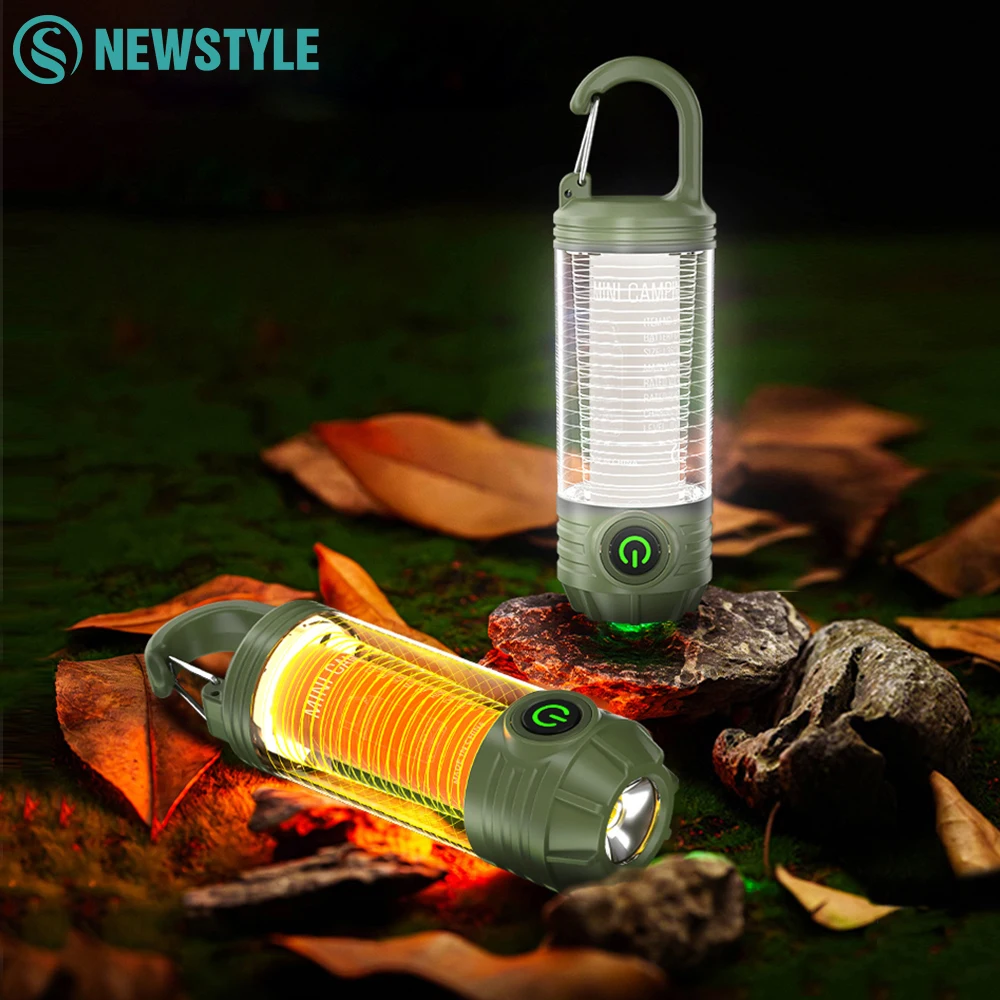 Clearance_LED Camping Lantern Multi Functional Flashlight Portable Super Bright Torch Tent Lamp Emergency Light with Hook Outdoo