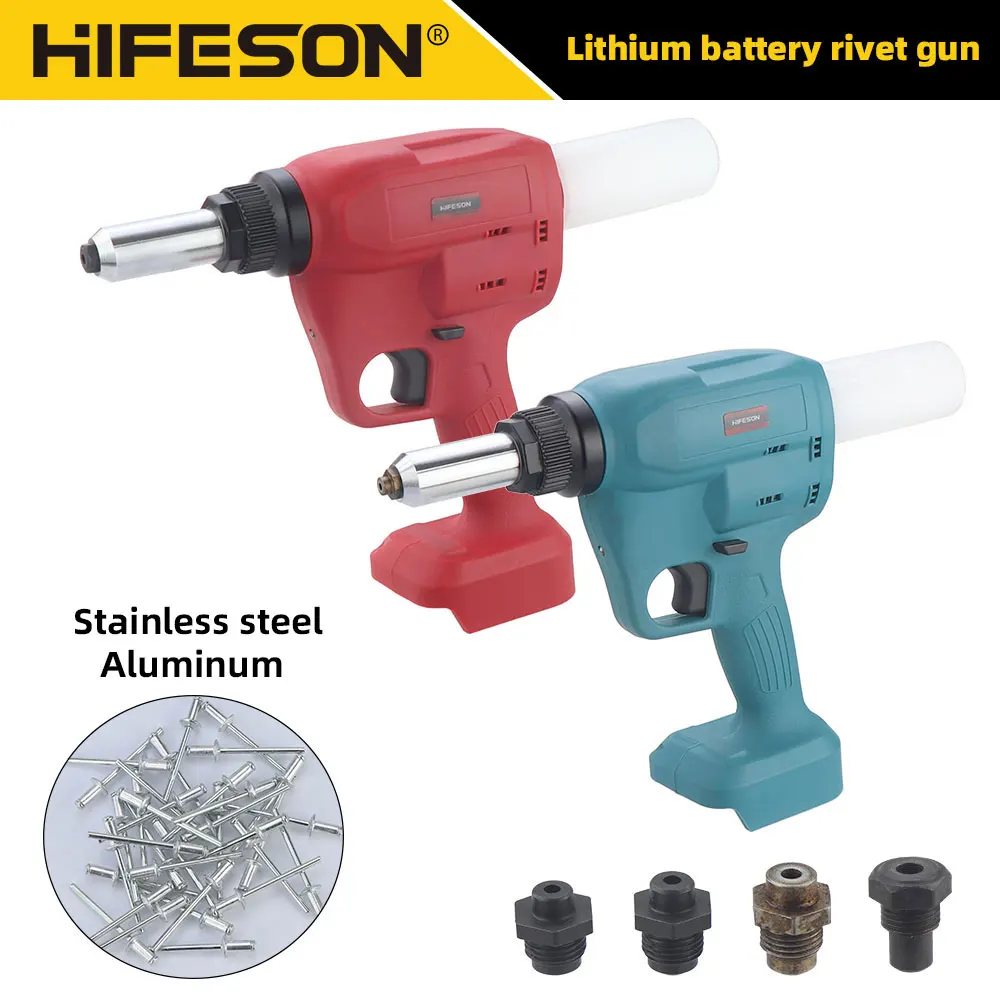 HIFESON Pistola de Rebite Cego Elétrica Ferramenta de Rebiteagem Rebitador de Bateria de Lítio para Melhoria da Casa e Reparação Automotiva
