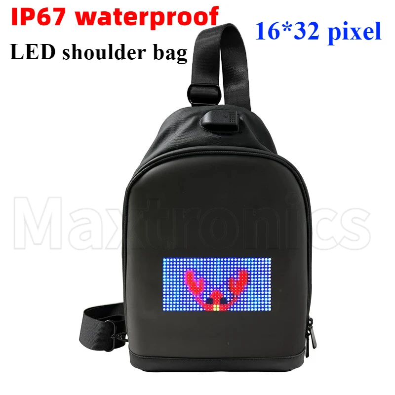 LED-Display-Tasche, intelligente APP, LED-Pixel-Bildschirm für Damen und Herren, DIY, mehrsprachige Graffiti, dynamische Umhängetasche, Brusttasche, LED-Rucksack