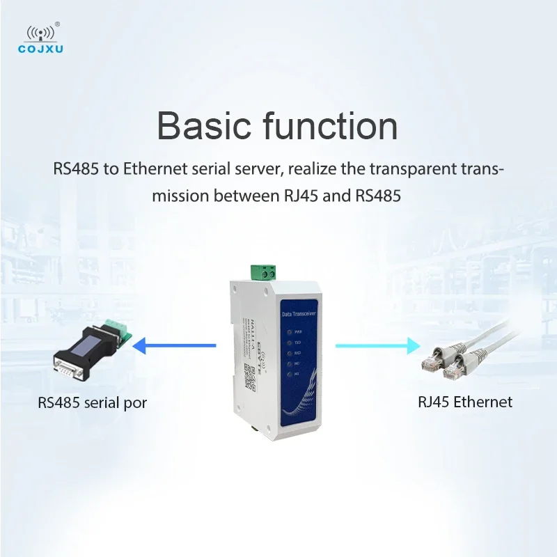 RS485 a RJ45 Ethernet serie Sever Rail estilo estándar Industrial DC8 ~ 28V larga distancia 200m transceptor de transmisión de datos NA111