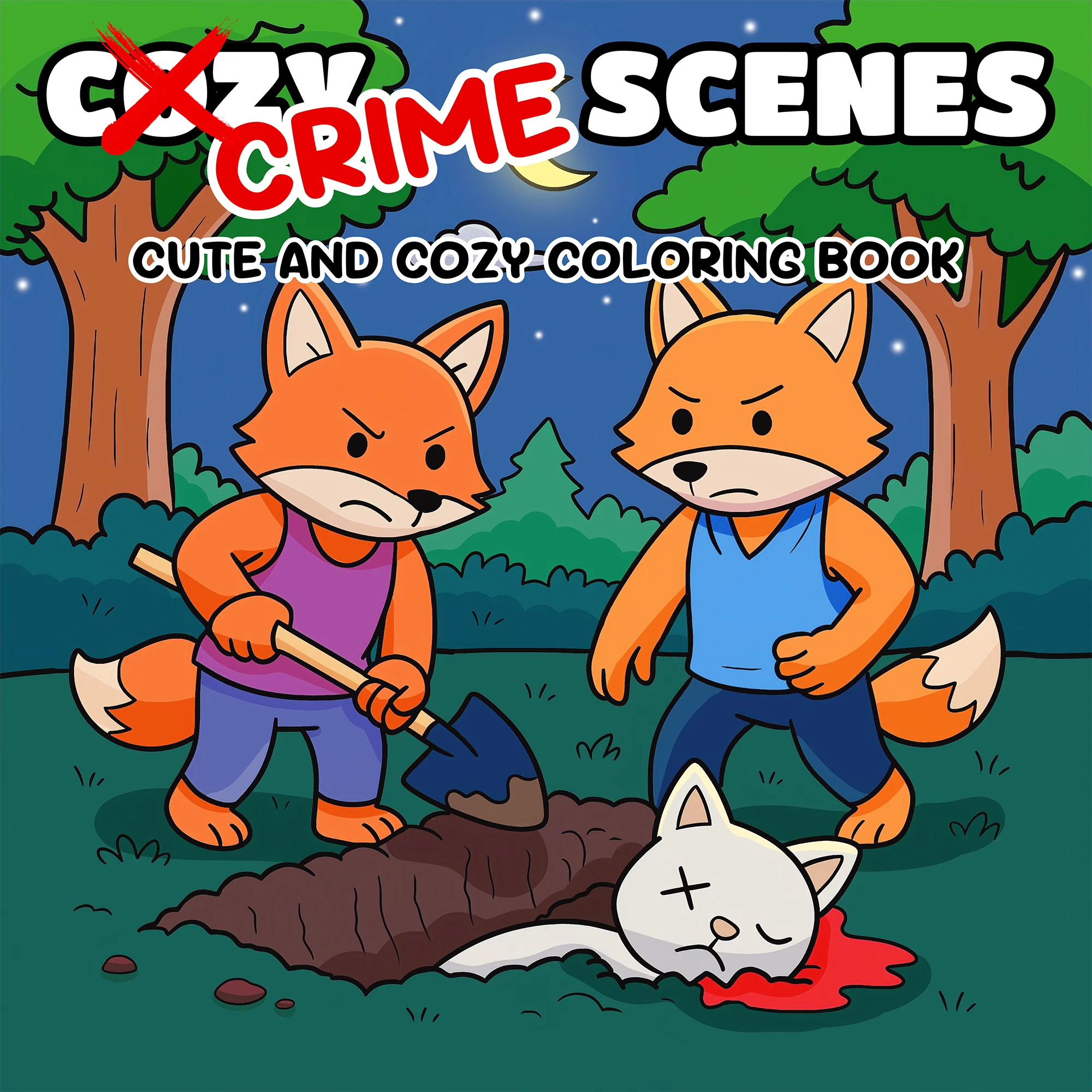 SCENES DE CRIME, libro para colorear bonito y acogedor, dibujo de 24 páginas, libro de imágenes para niños y adultos, creaturas espeluznantes adorables para regalo de Halloween