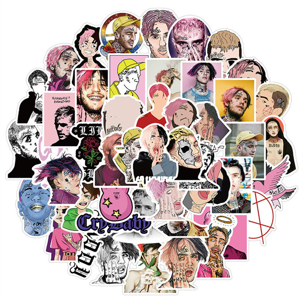 10/30/50 Con Rapper Lil Peep Cá Tính Đồ Bộ Miếng Dán Hành Lý Laptop Ván Trượt IPad Đàn Guitar Tặng Miếng Dán Cho Xe Hơi bán Buôn