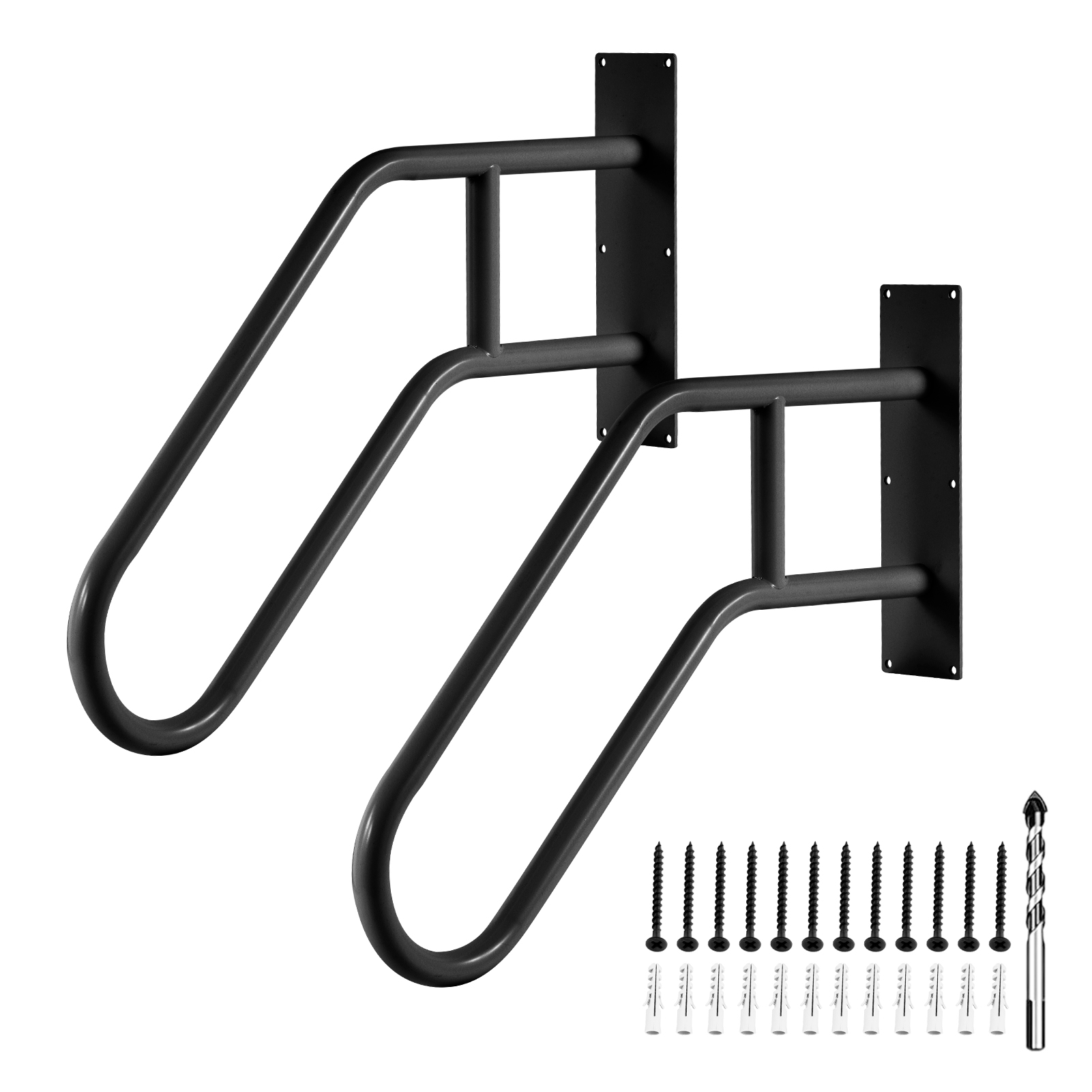 2Pack Hand Rails for Outdoor Steps, 22.8in U-Shape Wall Mount Stair Railing for 1 to 3 Steps Stairs