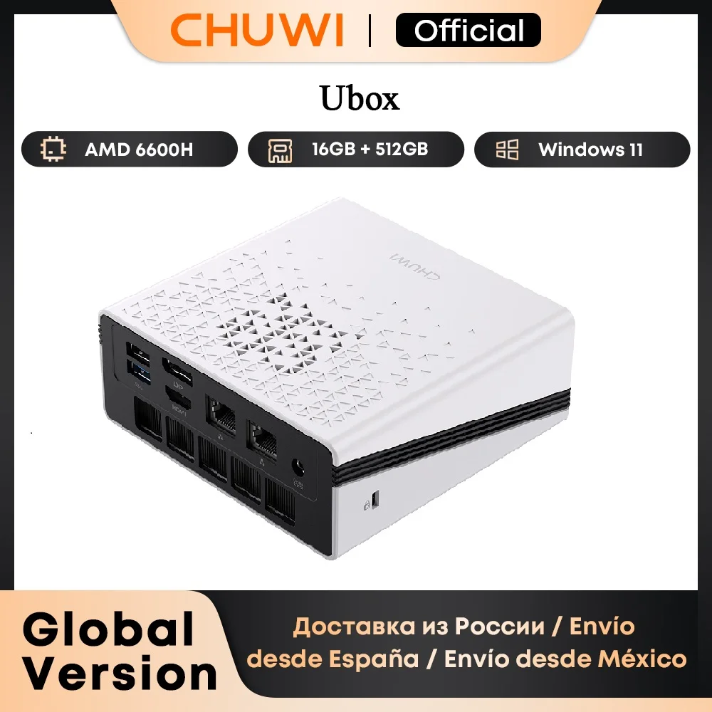 CHUWI UBox Mini PC Ryzen 6600H/7430U Процессор AMD Процессор 16 ГБ ОЗУ 512 ГБ SSD Windows 11 Настольный компьютер ПК 4K Запись WIFI 6 ПК