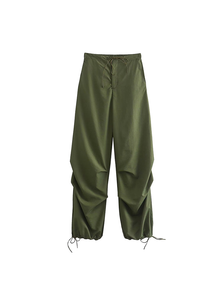 Calças paraquedas de cintura alta elástica para mulheres, calças de jogging vintage, chique senhora boot cut, moda feminina