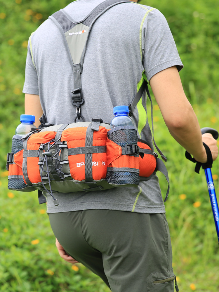Unisex Outdoor Sports Hiking Backpack Water Bottle Pouch Multi-Functional Waist Bag for Running Fitness Travel Camping