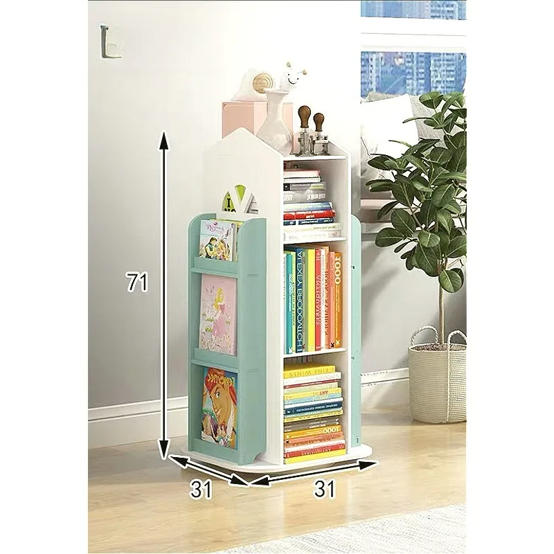 360° Rotating Kids Bookshelf - Creative Picture Book Display with Toy Storage, Space Saving Nursery Organizer desk bookshelf