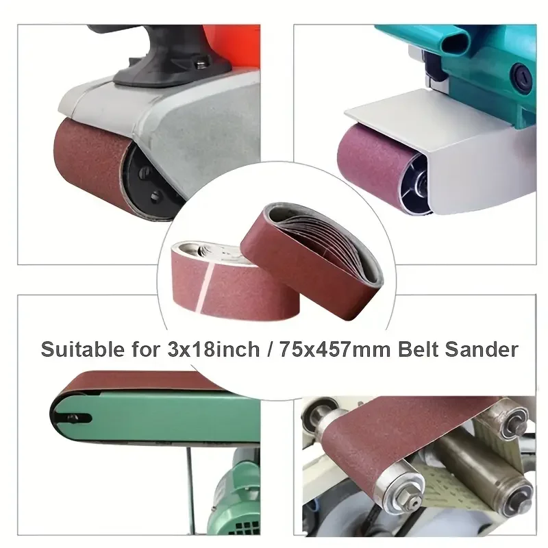 10 pieces/pack of 457 * 75 wood metal polishing abrasive belt, different particle sizes P80P120P150P240P400, 2 pieces of each pa