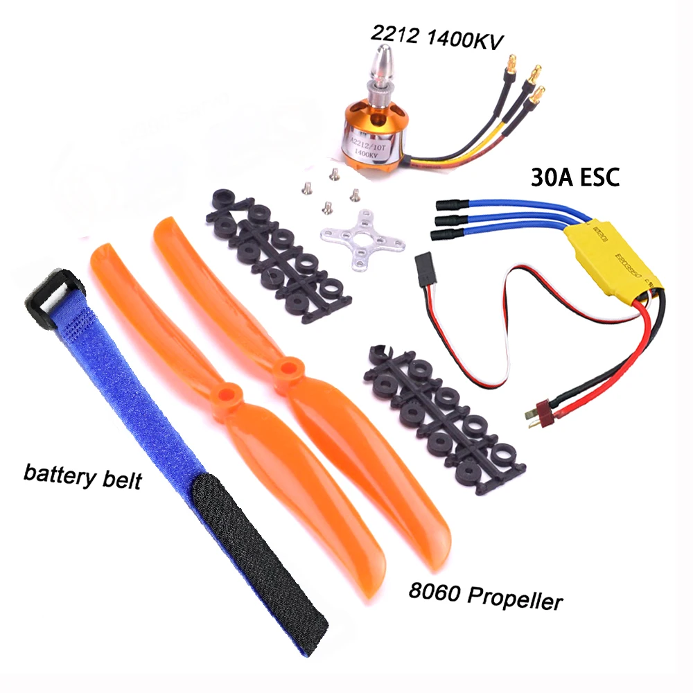 XXD A2212 2212 1400KV Motor sin escobillas 30A ESC Motor SG90 9G Micro Servo 8060 juego de hélice para avión de ala fija RC