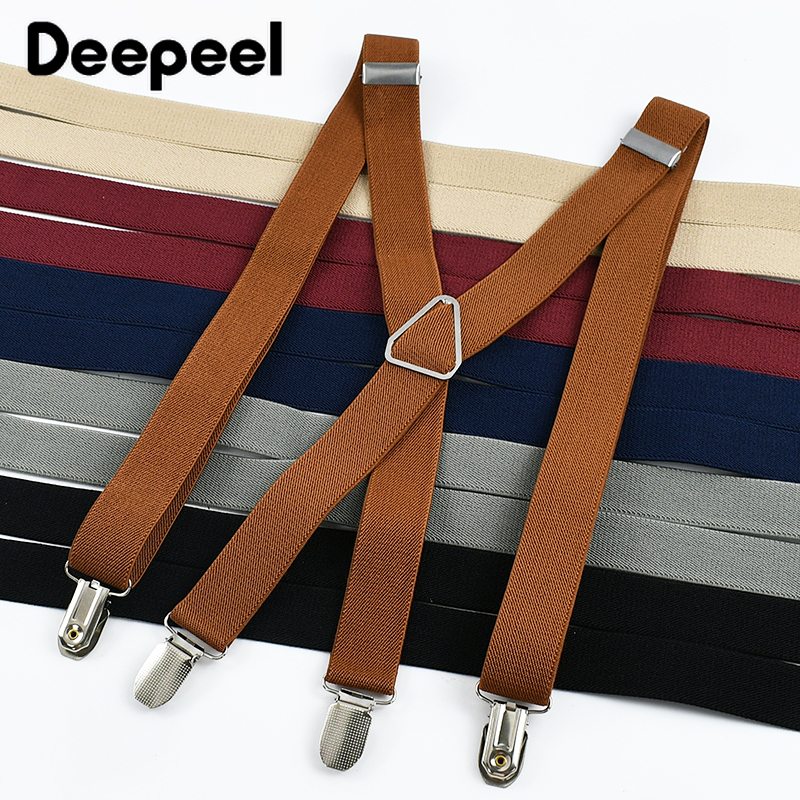 Deepeel-suspender de 4 Clips para hombre, arnés elástico ajustable tipo Y, correa ancha, suspensorio, accesorios DIY, 2,5x100cm, 1 ud.