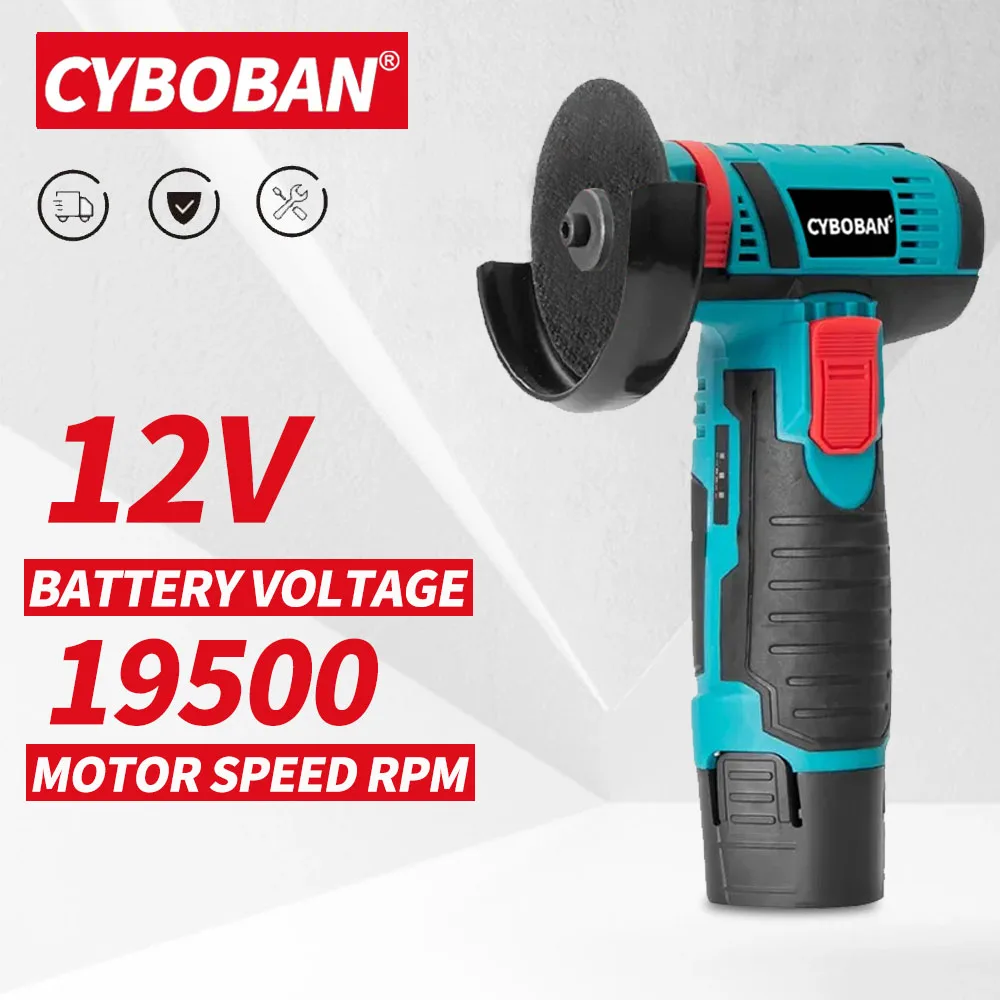 CYBOBAN-Mini amoladora angular de 12v, Motor de cepillo de reparación de automóviles, recargable para cortar diamante, herramienta eléctrica inalámbrica, pulido y moler