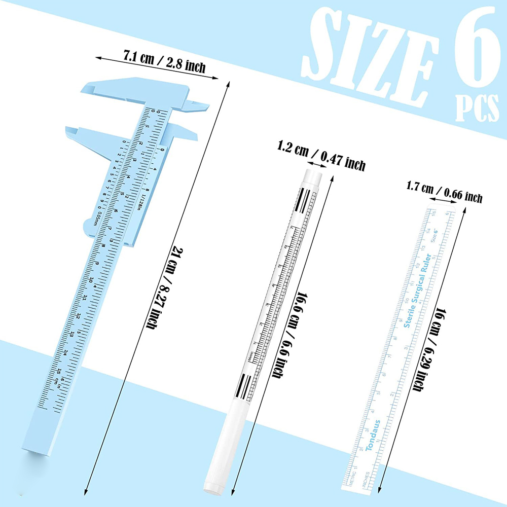Surgical Skin Marker Eyebrow Pen With Measuring Ruler Set Microblading Tattoo Pen Permanent Makeup White Surgical Eyebrow Pencil