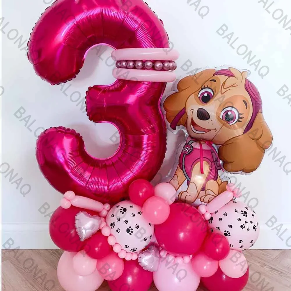 24 Uds. Globo de papel de aluminio de dibujos animados Paw Patrol Ryder Chase Marshall Skye decoración de cumpleaños para niños suministros para fiestas juguete para regalo