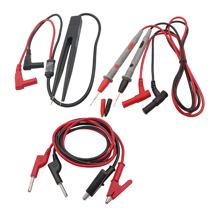 Cables de prueba universales para multímetro, conector de clavija de plátano de 4mm a pinzas de cocodrilo/enchufe de plátano/clip de pinzas/punta de sonda de prueba de cable