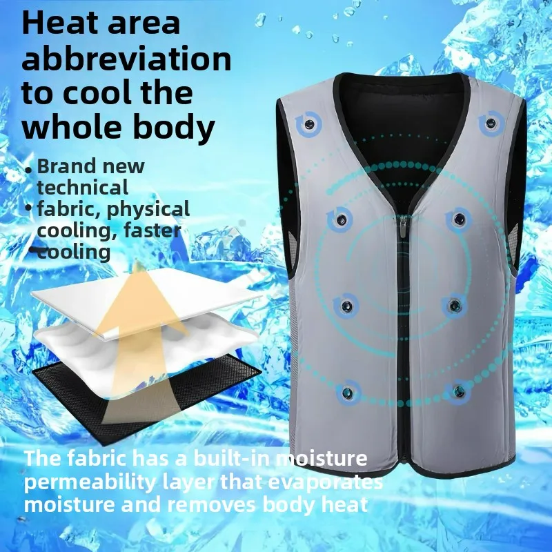 Eiskühlung -15 ℃   Weste für Herren, Sommer, körperliche Kühlung, ärmellose Jacke, keine Batterie, Angeln, niedrige Temperatur, Arbeitsweste