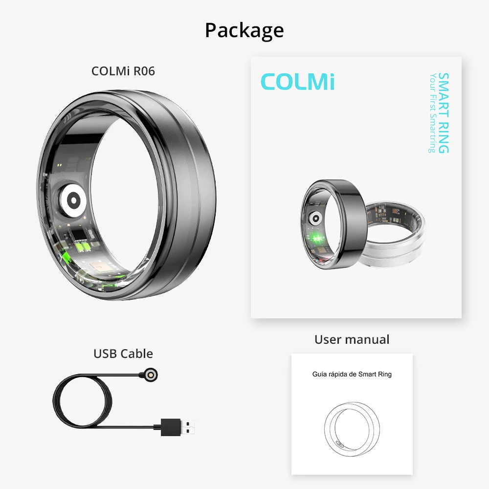 [2024] COLMI R06 แหวนอัจฉริยะผู้ชายผู้หญิง,เครื่องวัดอัตราการเต้นของหัวใจและออกซิเจนในเลือด,กันน้ํา IP68 และ 5ATM,โหมดกีฬาหลาย