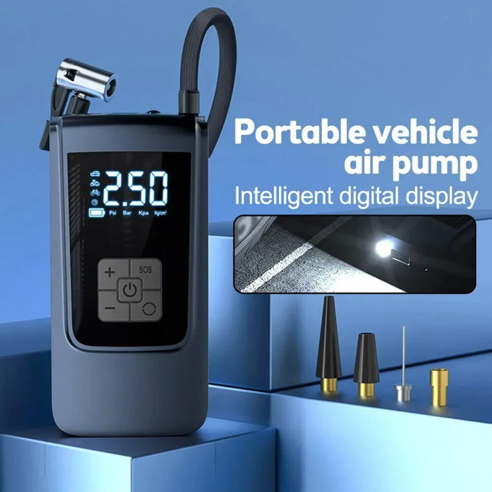 Bomba de ar portátil sem fio para carro, compressor de ar elétrico rápido com fio, pressão precisa para carro, motocicletas, bola de bicicleta