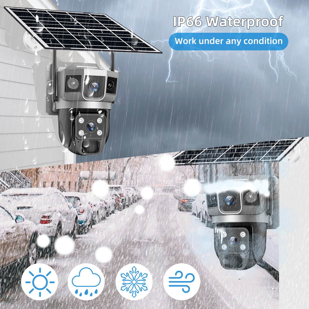 V380 Pro 12 MP Solar 4G SIM Camera Security CCTV Three Screen Auto Tracking Outdoor waterproof 6K Surveillance WIFI PTZ Camera