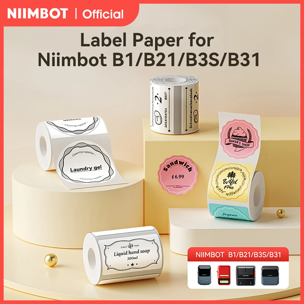 2 рулона NIIMBOT B1 B21 B3S, термоэтикетка, цена на одежду, самоклеящаяся бирка для еды, водонепроницаемая бумага для офисного карманного принтера, этикеточная бумага