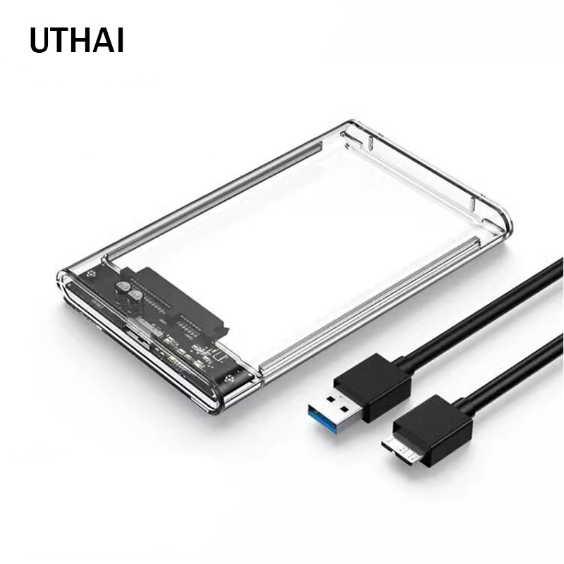 Caja de disco duro UTHAI USB 3,0 SSD, carcasa de disco duro móvil transparente mecánica, carcasa de unidad de estado sólido SATA de 2,5 pulgadas G11
