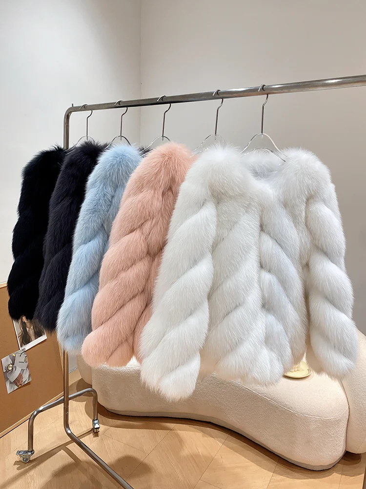 FURSHEHE Winter Frauen Echtpelz Mantel Echt Fox Pelz Mäntel Natürliche Pelz Jacke Damen Mode Luxus Dicke Warme Mantel Streetwear