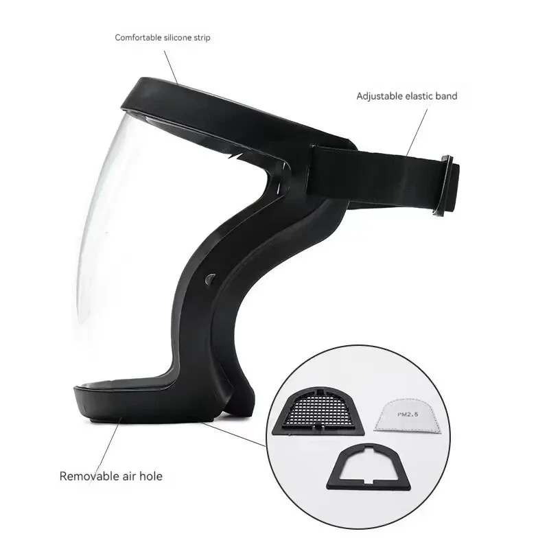 1pc Dust And Anti-Fog Transparent Mask High-Definition Fog-Free Welding Eyewear Head-Mounted Full-Face Protection