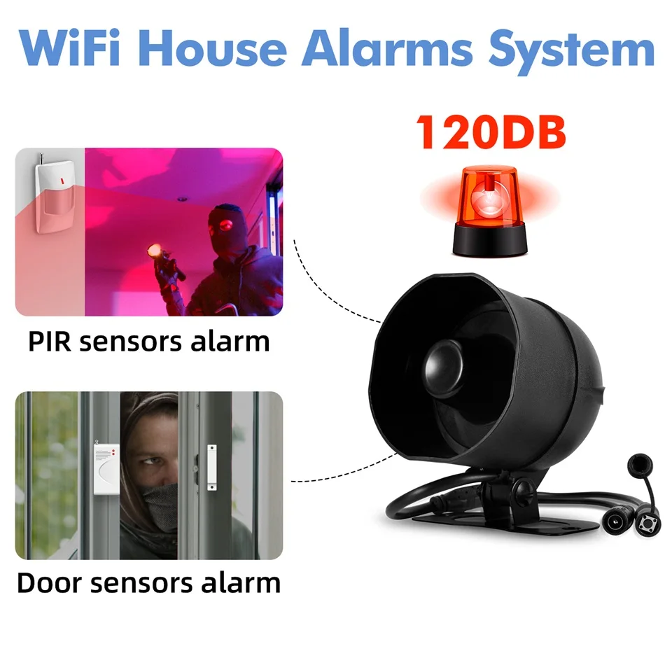 KERUI 120db Loudly Speaker Siren Alarm System WIFI Tuya Home Security Alarm With Motion Detector Door Sensor for House Burglar