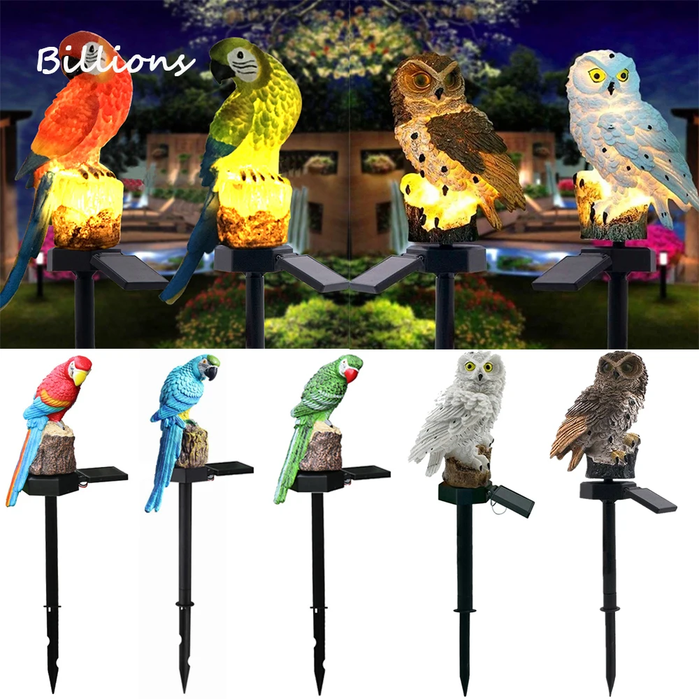 LED con energía Solar, búho, Animal, hogar, flores artificiales, luces de jardín, lámpara de césped impermeable para exteriores, energía Solar, decoración Led exterior