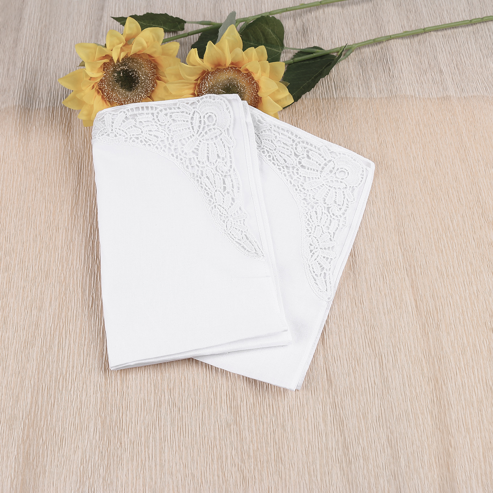 Pañuelo Unisex de algodón suave y lavable, pañuelo Soluble de encaje, Blanca toalla de mano, bolsillo para regalo de fiesta de boda, 43x43cm, 3/6 piezas