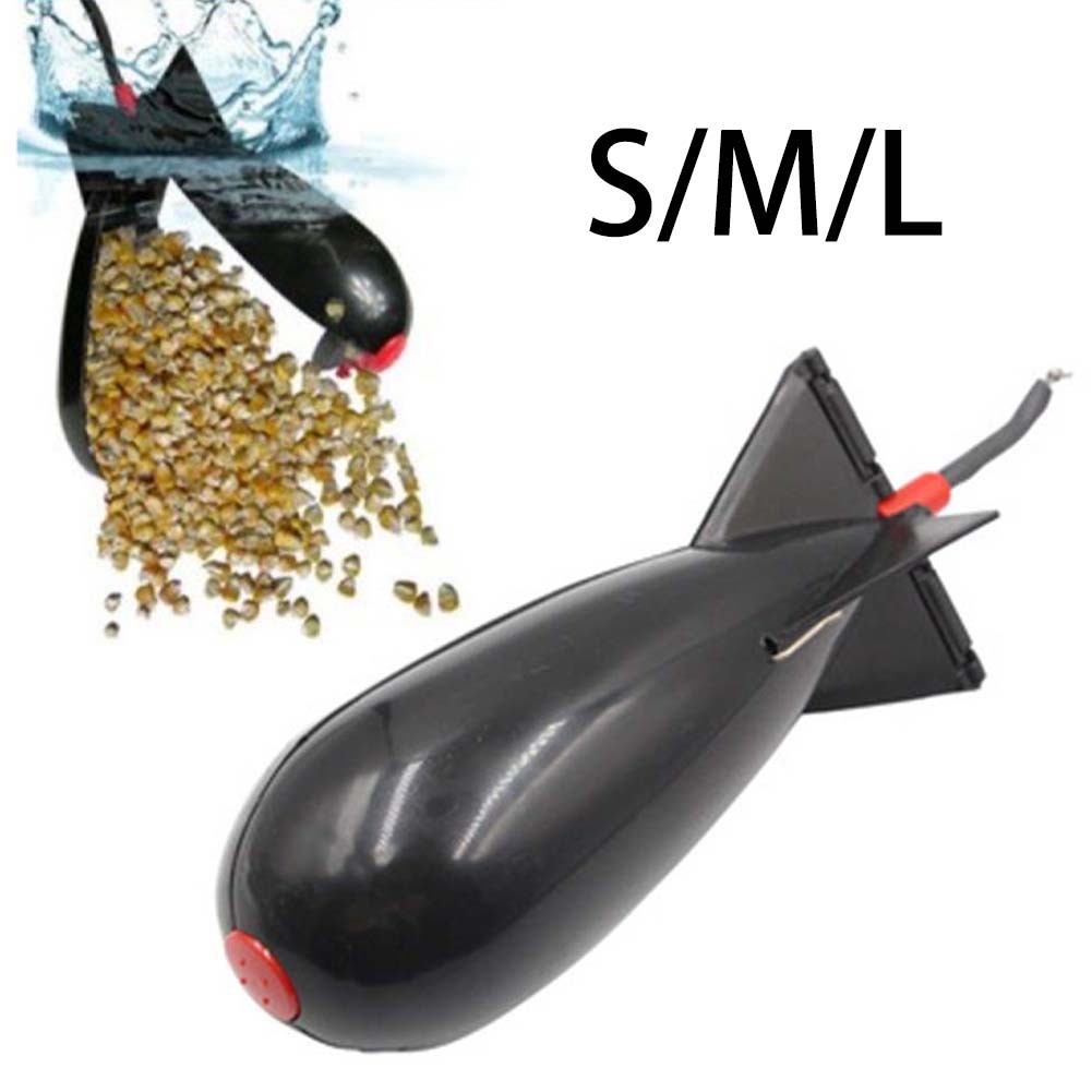 Alimentador de cohetes de pesca, alimentador de cohetes de pesca de carpa, bomba flotante, soporte de cebo, alimentador de cohetes de pellets, accesorio de pesca negro