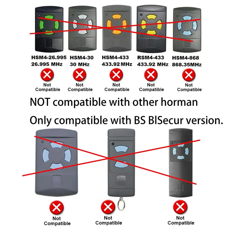 868MHz Handheld Transmitter Clone HSE4 868 BS Compatible with Bisecur Garage Door Remote Control HS1 HS4 HSE2-868-BS