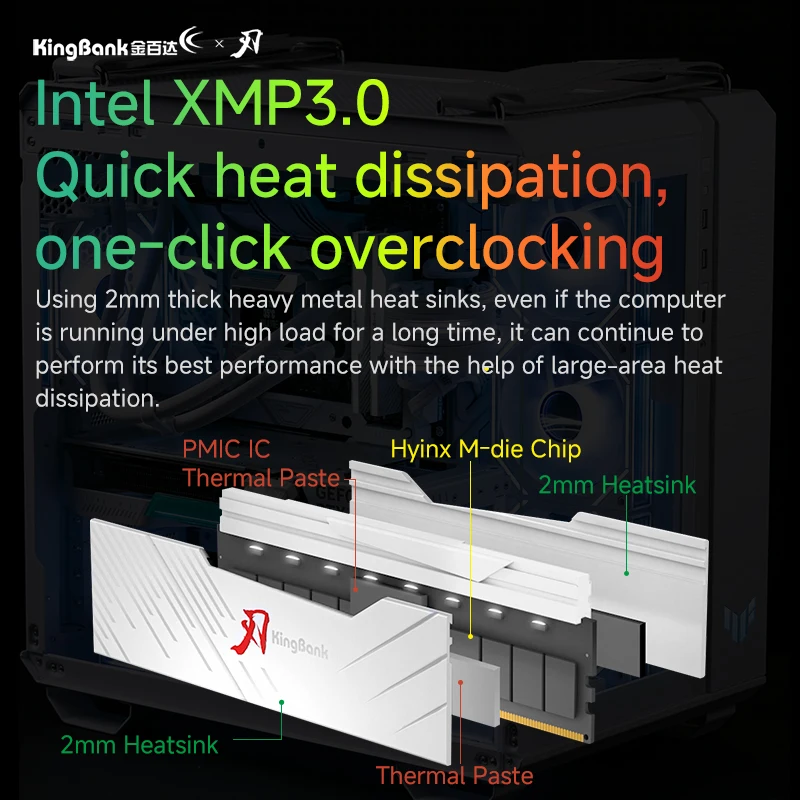KingBank CL38 RGB Memoria Ram DDR5 RAM Speicher DDR5 RAM PC 24GBX2 48GB 8000MHz RAM für Desktop-Gaming-Computer Hynix M sterben