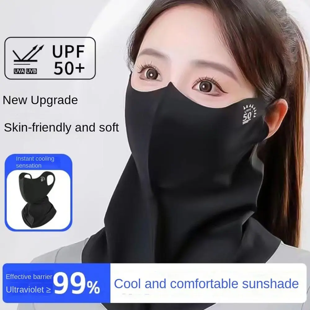UPF50 + maska ​​przeciwsłoneczna moda 3D lodowy jedwab anty-uv szalik na szyję krem ​​przeciwsłoneczny pyłoszczelna osłona przeciwsłoneczna maska ​​na twarz na zewnątrz