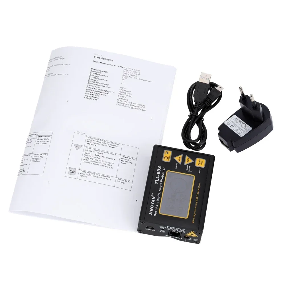 Medidor de ângulo de super alta precisão TLL-90S 0.005 inclinômetro de nível laser digital profissional de eixo duplo com display LCD