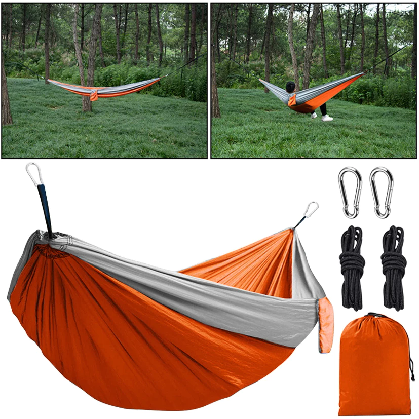 Outdoor Lightweight Nylon Camping Hammock with Hanging Straps Perfect for Backpacking Travel Beach Yard and Garden