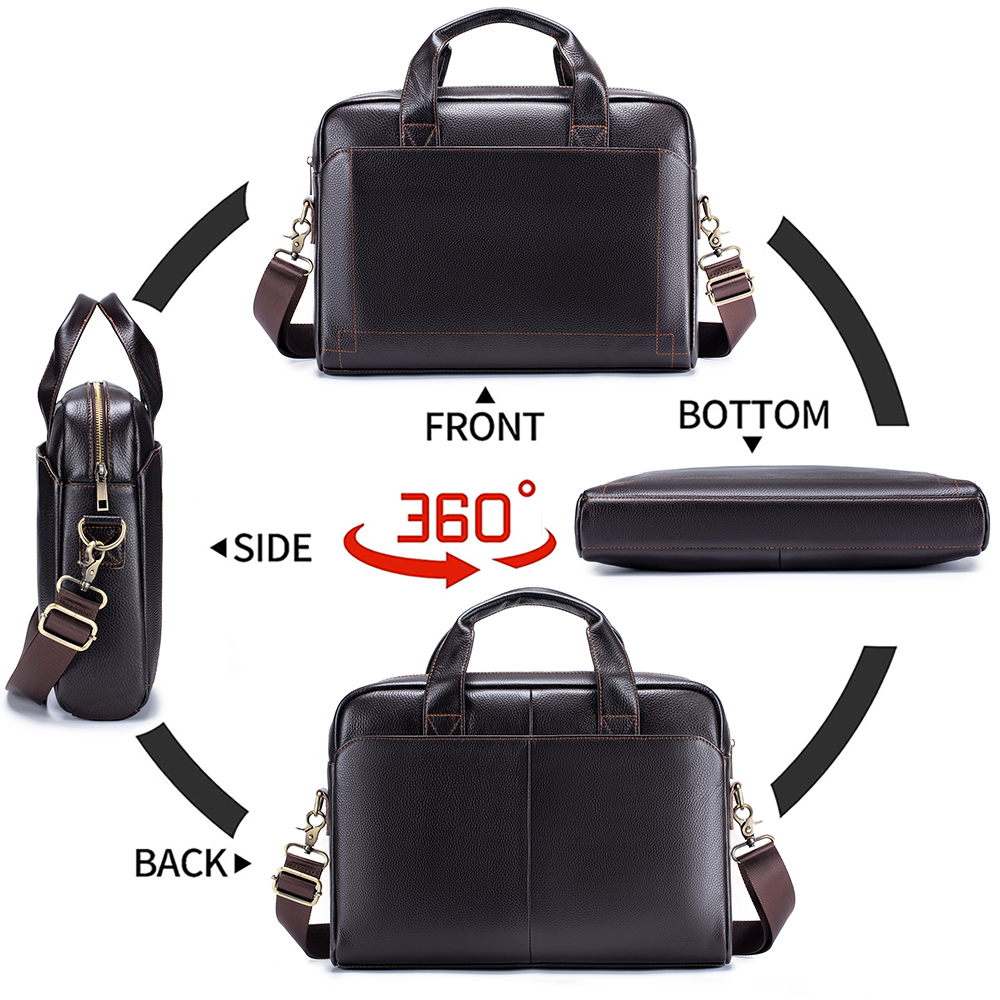 Heren handtas van rundleer met toplaag, diagonaal kruis, kantoortas, laptoptas - stijlvol zakenreisaccessoire