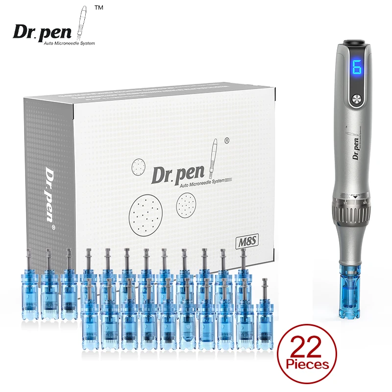 Аутентичная ручка Dr pen Ultima M8S с 22-częściowym игольчатым штифтом, ручка для микронидлинга с защитой от обратного потока, уход за кожей, беспроводная ручка Derma, косметическая машина