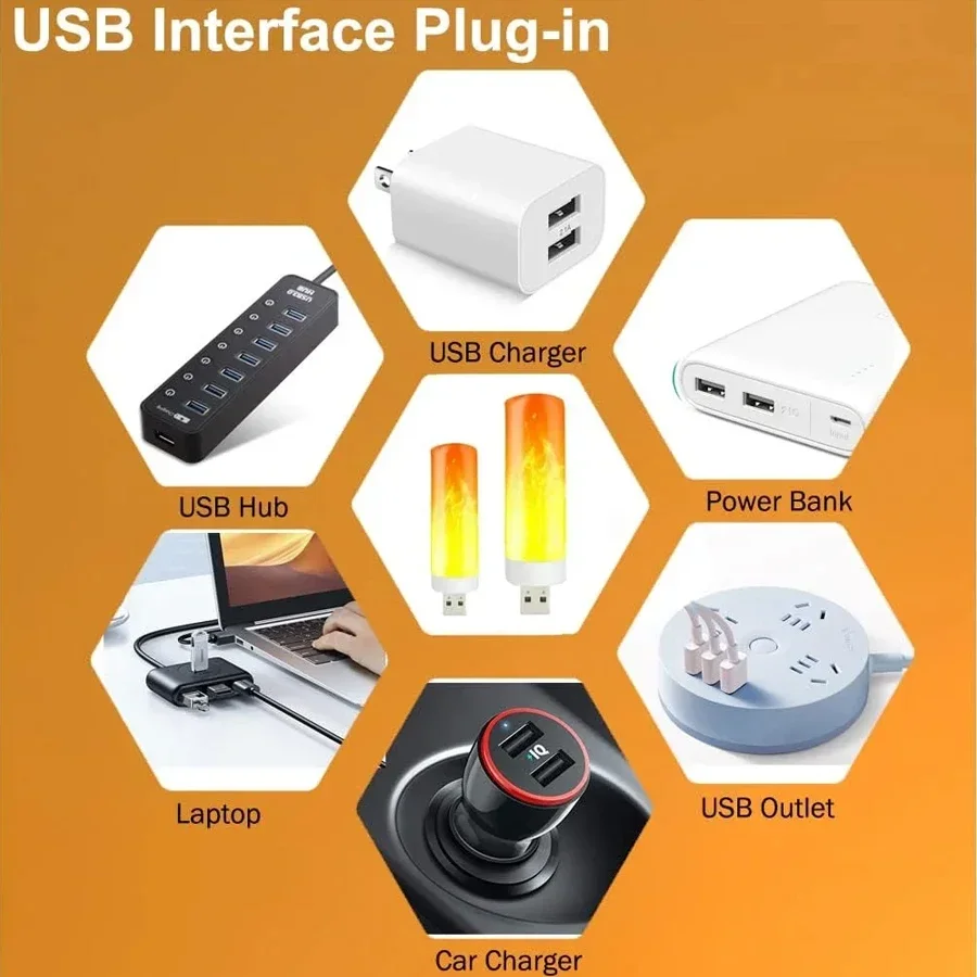 USB LED เปลวไฟแสงแบบไดนามิกเปลวไฟผล Fire หลอดไฟ USB บรรยากาศ LED ข้าวโพดหลอดไฟตกแต่งสวนโคมไฟริบหรี่
