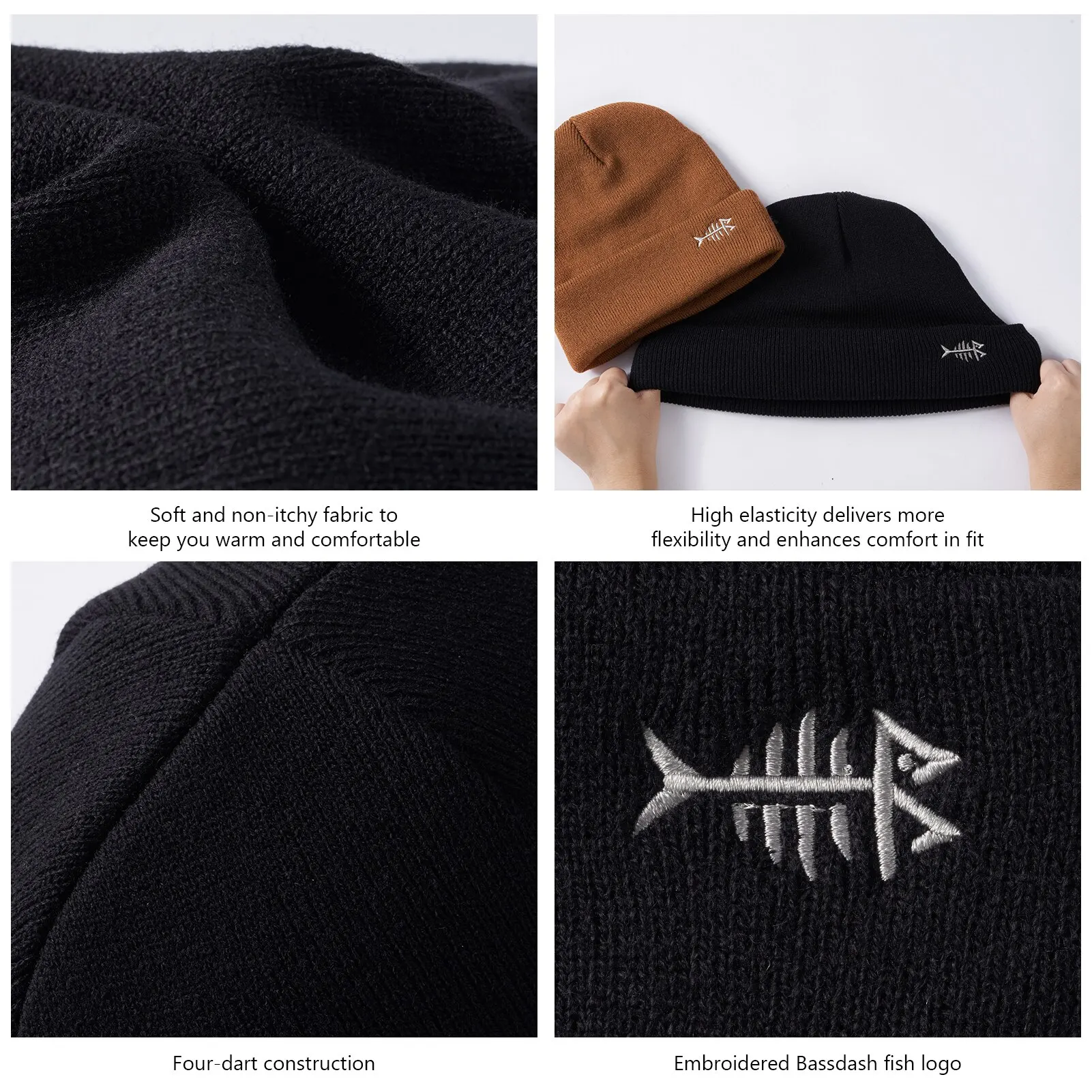 Clearance_Bassdash Cappelli a cuffia in maglia elastica invernale morbidi e caldi per uomo donna Berretti con risvolto unisex leggeri ed eleganti_Continuo