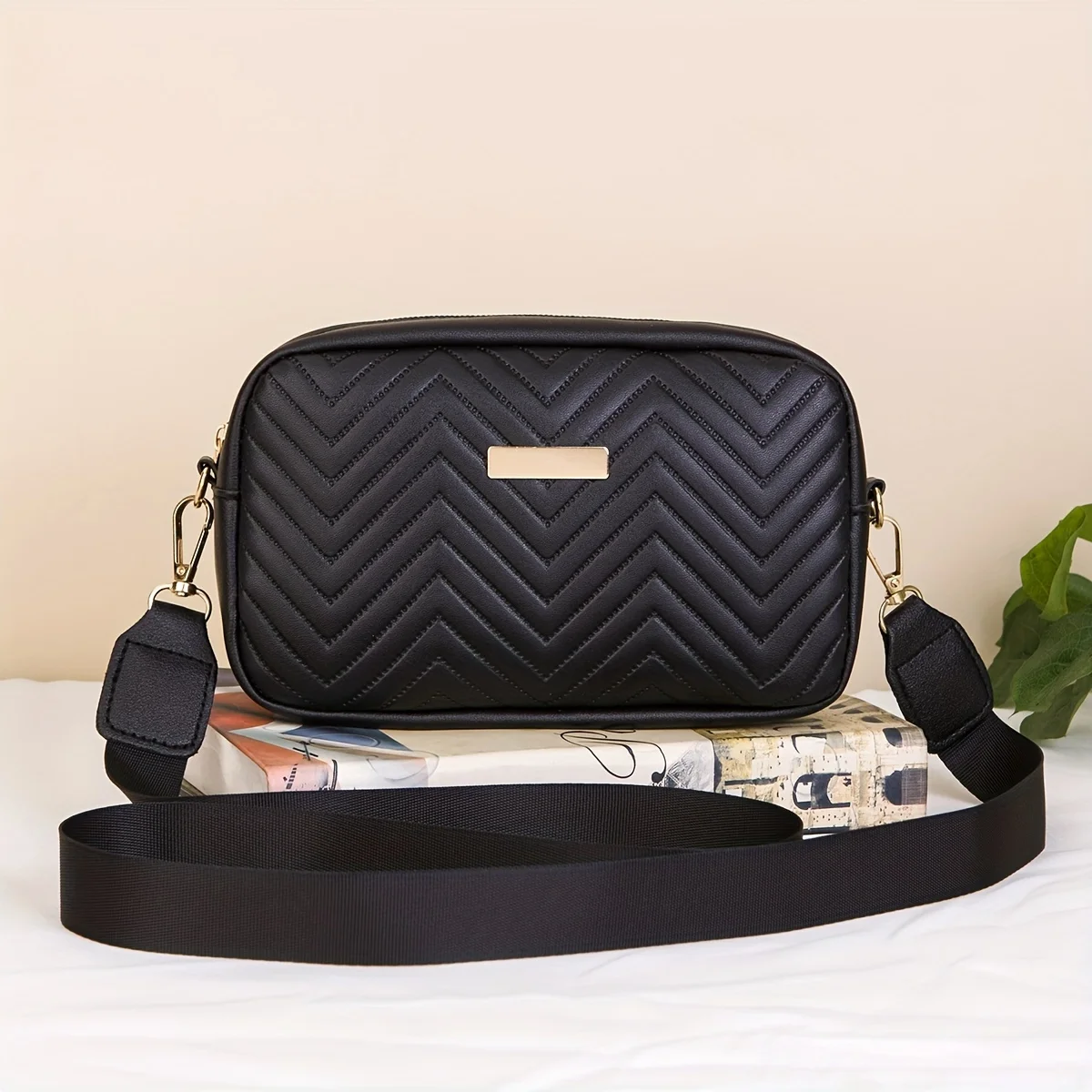 Minimalista mini carteira acolchoada elegante, bolsa de ombro pu moderna, bolsa casual feminina e carteira para celular