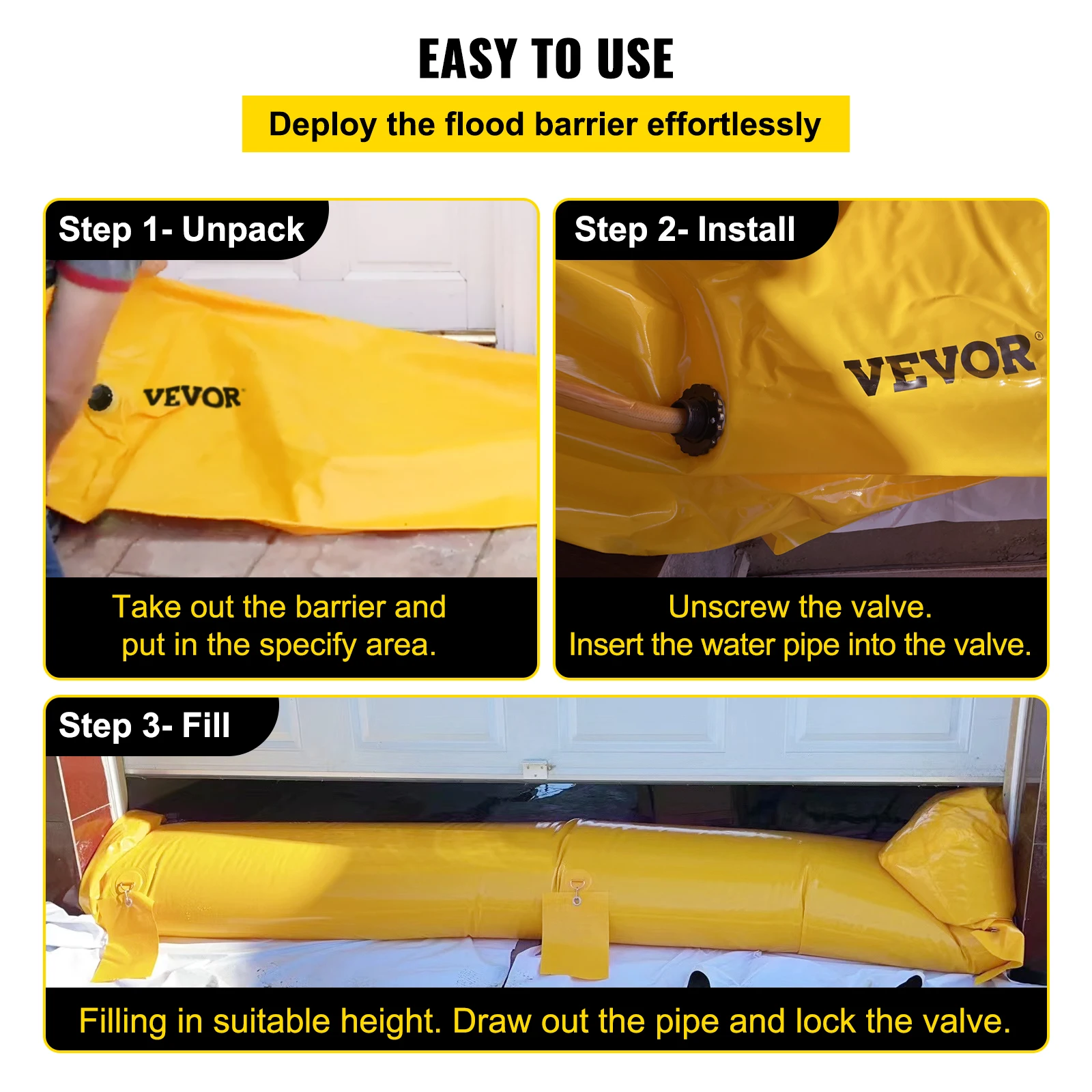 SucceBuy barrière contre les inondations réutilisable PVC eau douce pliable Tubes de dérivation sacs léger Hydro excellente barrière contre les inondations étanche