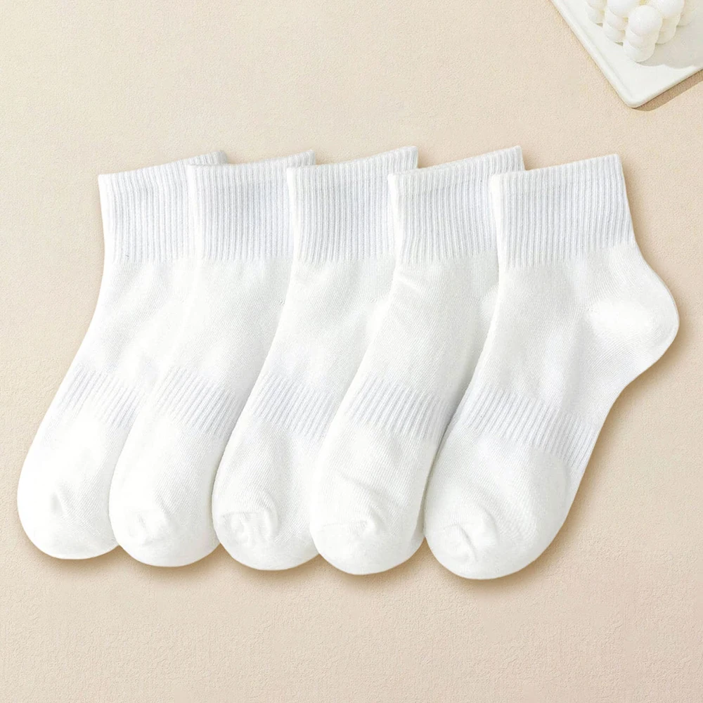 Calcetines cortos de Color sólido para hombre, medias versátiles de moda, informales, para verano, otoño e invierno, 5 pares