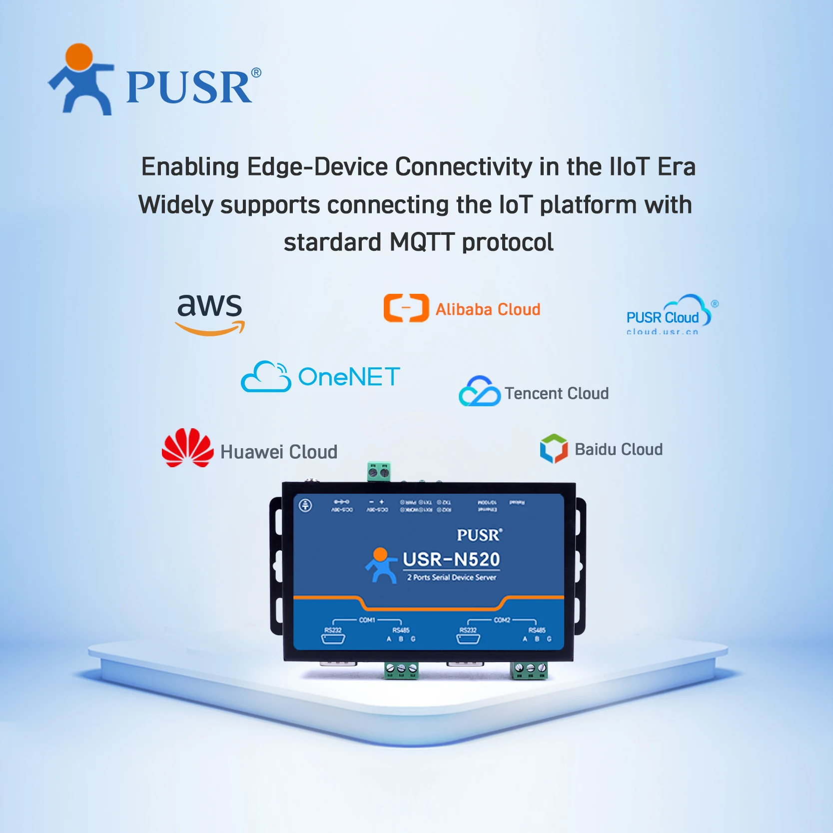 PUSR 2 portas servidor de dispositivo serial RS485 RS232 para conversor Ethernet suporta MQTT/SSL Modbus RTU para Modbus TCP Gateway USR-N520
