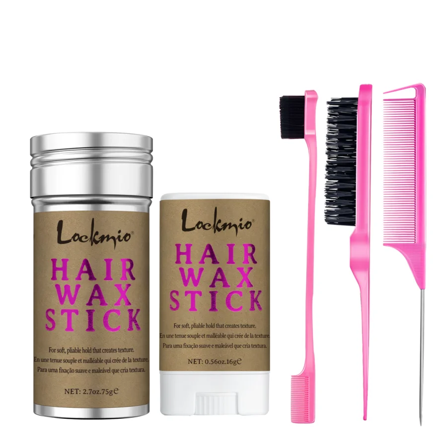 Lockmio bastão de cera de cabelo feminino para perucas anti-frizz flyaways controle estilo cera de longa duração suave quebrado para trás cabelo pomada creme